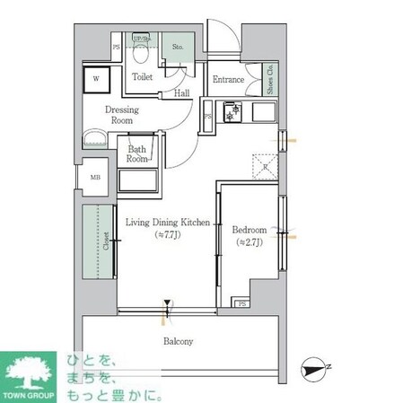 ＯＮＥ ＲＯＯＦ ＦＬＡＴ ＴＯＧＯＳＨＩの物件間取画像